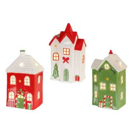 Small red and green LED Christmas house, 8,5''