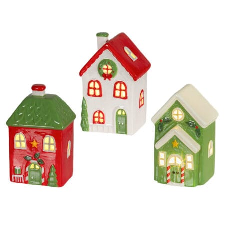 Small red and green LED Christmas house, 5,5''