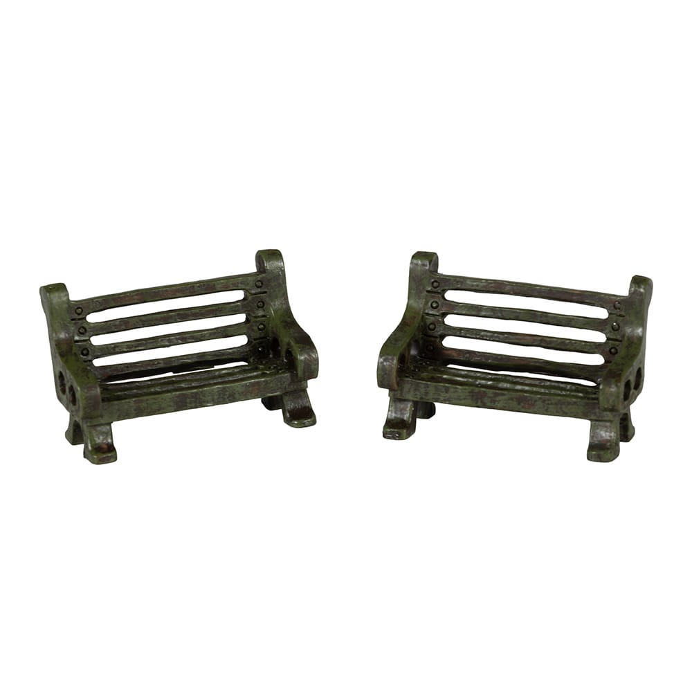 Paquet de 2 bancs de parc pour village de Noël - Décors Véronneau