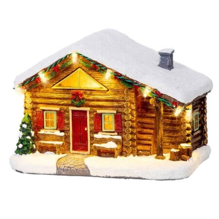 LED log cabin for Christmas village, 5''