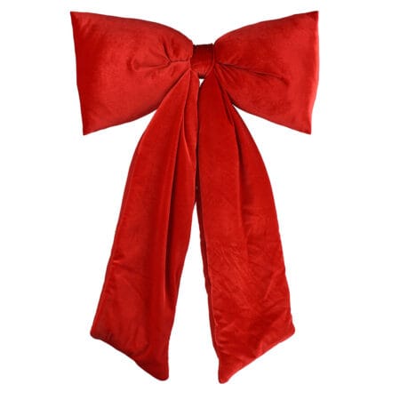 Boucle de Noël géante rouge vif en velours, 45 x 31''