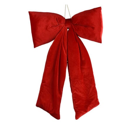 Boucle de Noël géante rouge vif en velours, 31,5 x 19''