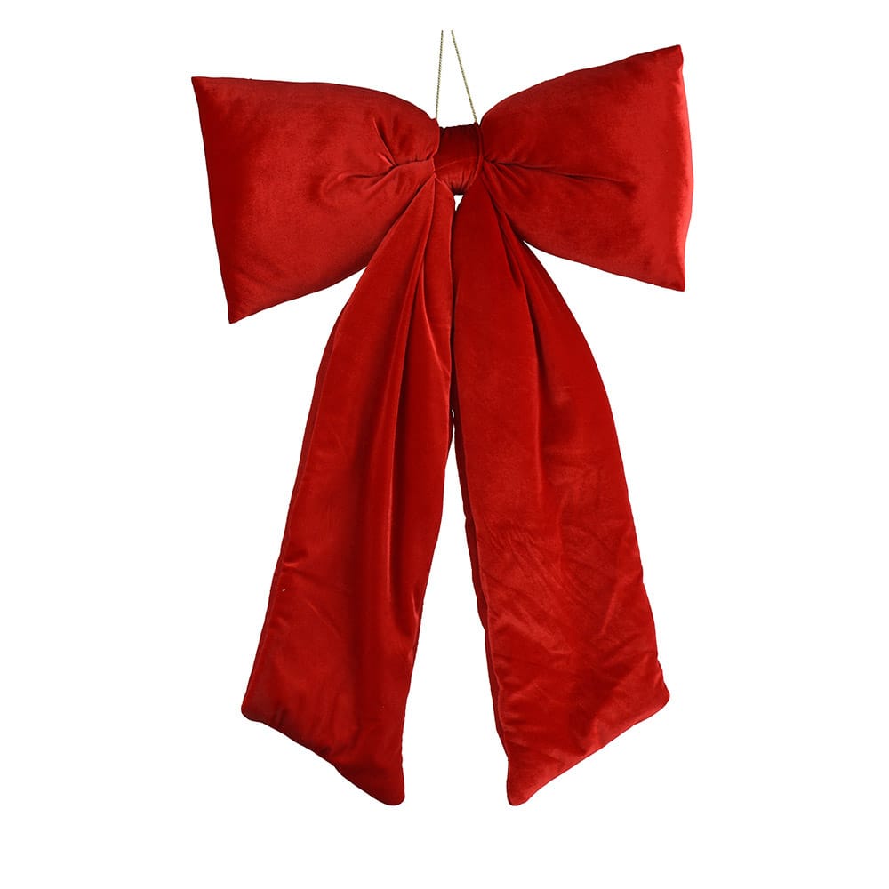 Boucle de Noël géante rouge vif en velours - Décors Véronneau
