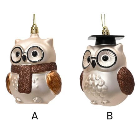 Ornement de Noël hibou studieux avec lunettes, 4,5'' - Décors Véronneau