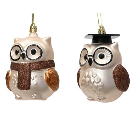 Ornement de Noël hibou studieux avec lunettes, 4,5''