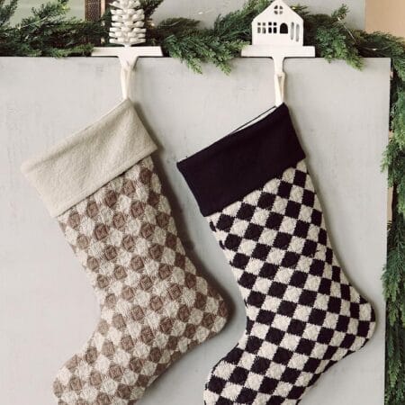 Bas de Noël tissé à carreaux noirs - Décors Véronneau