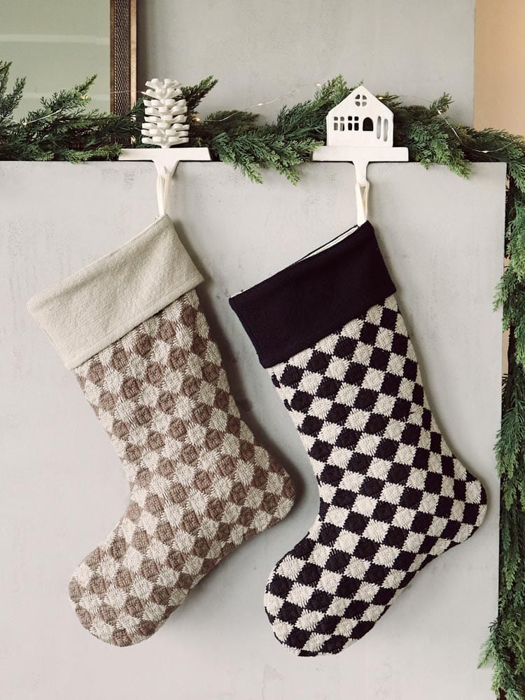 Bas de Noël tissés à carreaux - Décors Véronneau