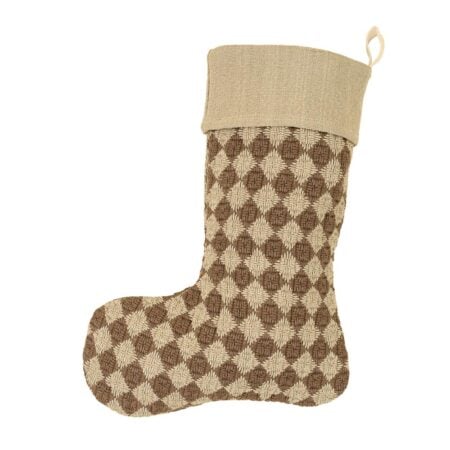 Bas de Noël tissé à carreaux bruns