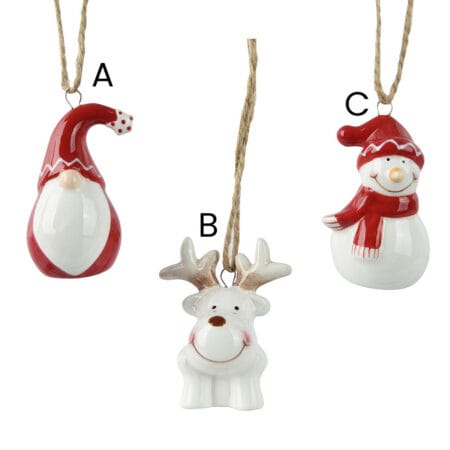 Ornement figurine de Noël en dolomite avec corde en jute, 2,5'' - Décors Véronneau