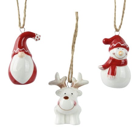 Ornement figurine de Noël en dolomite avec corde en jute, 2,5''