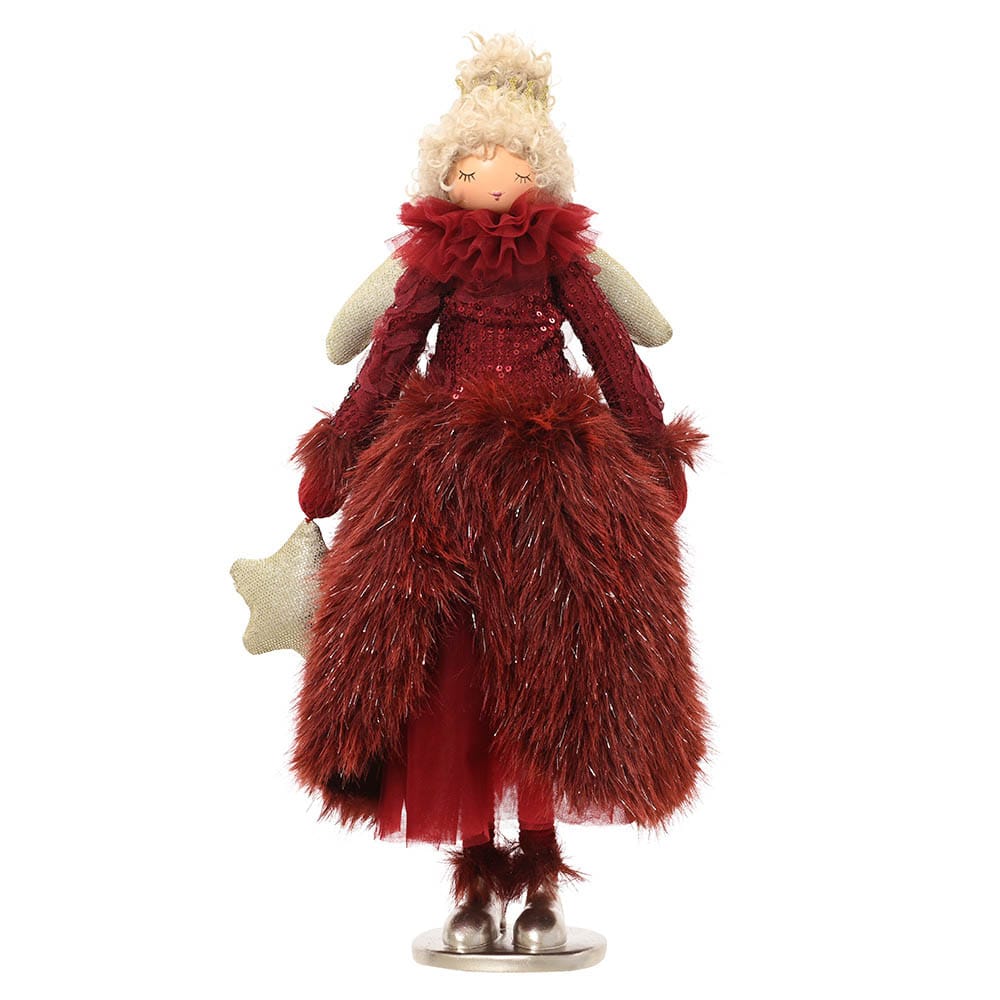 Fée de Noël en robe bourgogne avec étoile - Décors Véronneau