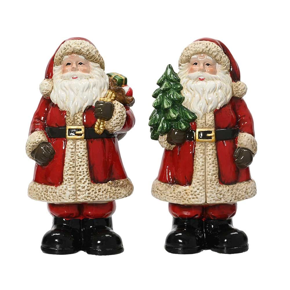 Père Noël décoratif en terre cuite lustrée - Décors Véronneau