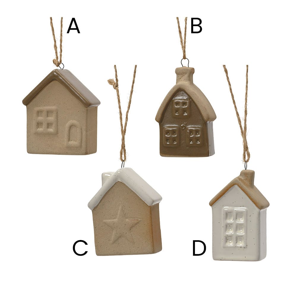 Ornement de Noël maison rustique en grès émaill - Décors Véronneau