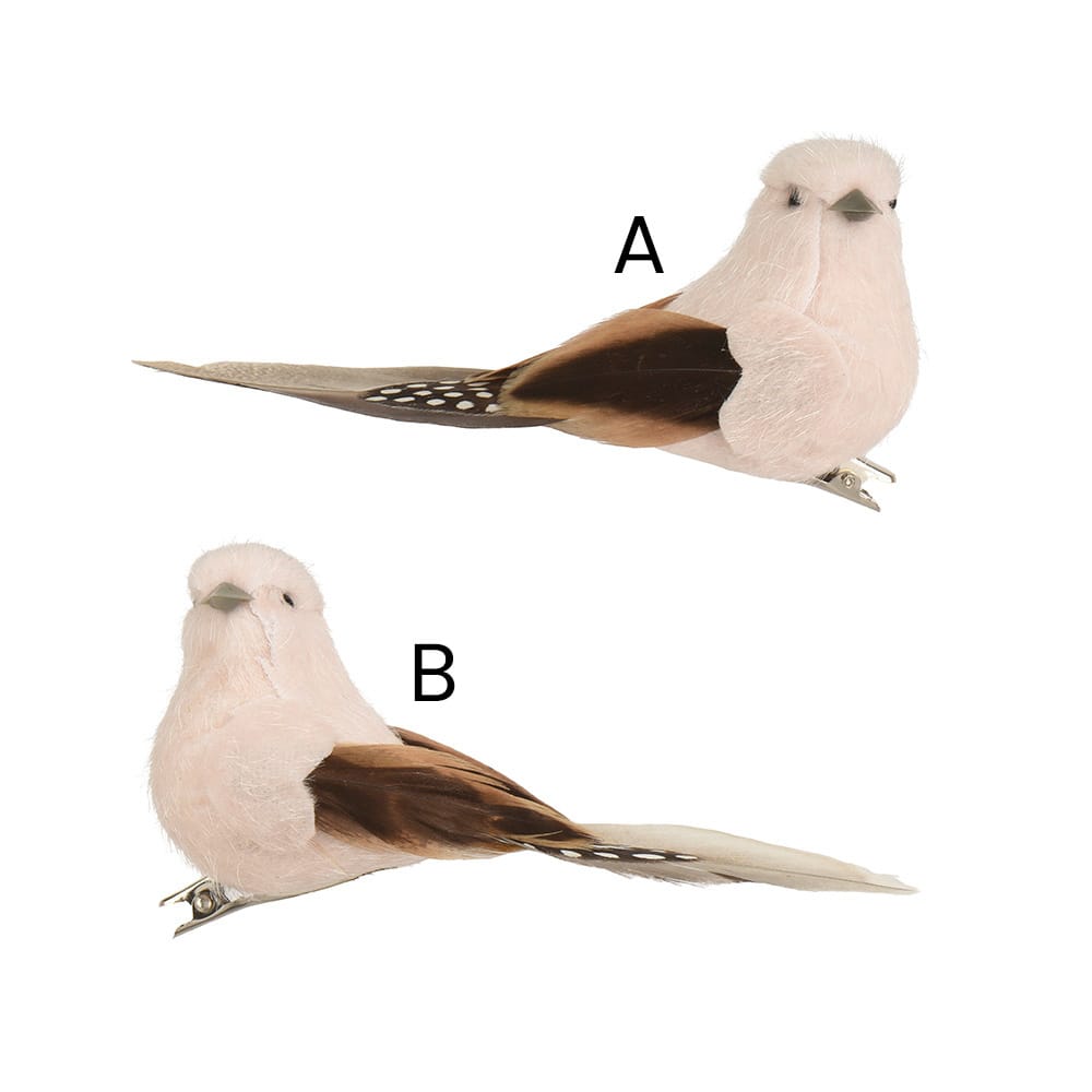 Petit oiseau de Noël crème sur pince - Décors Véronneau