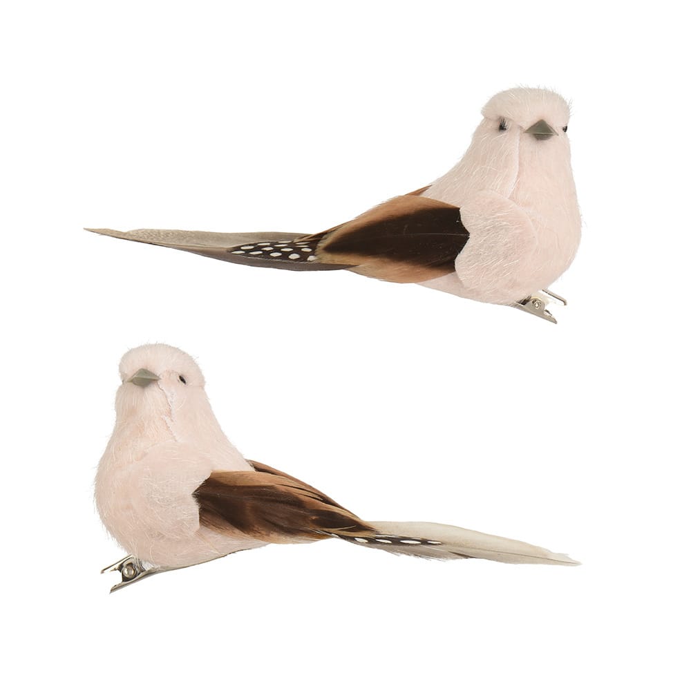 Petit oiseau de Noël crème sur pince - Décors Véronneau