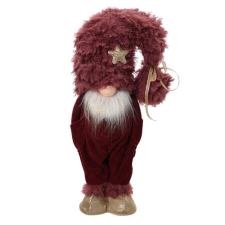 Christmas gnome with burgundy suit and star hat, 17,5''