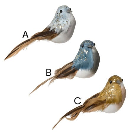 Décoration oiseau de Noël avec brillants sur pince, 2'' - Décors Véronneau