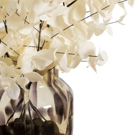 Bouquet d'eucalyptus crème en vase moucheté - Décors Véronneau