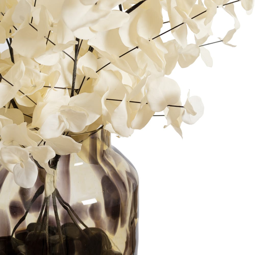 Bouquet d'eucalyptus crème en vase moucheté - Décors Véronneau