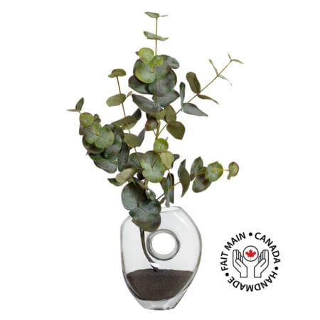 Feuillage d'eucalyptus rond en vase géométrique