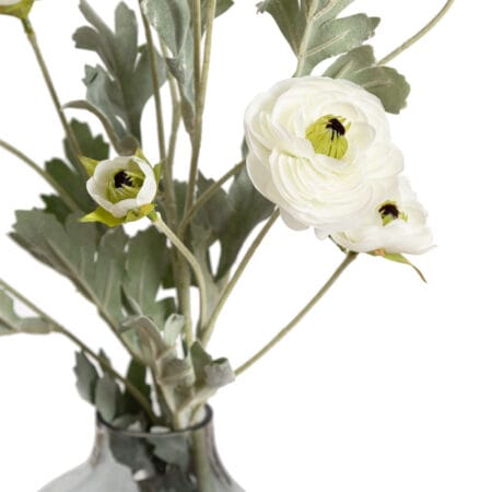Bouquet of white wildflowers in a geometric vase - Décors Véronneau