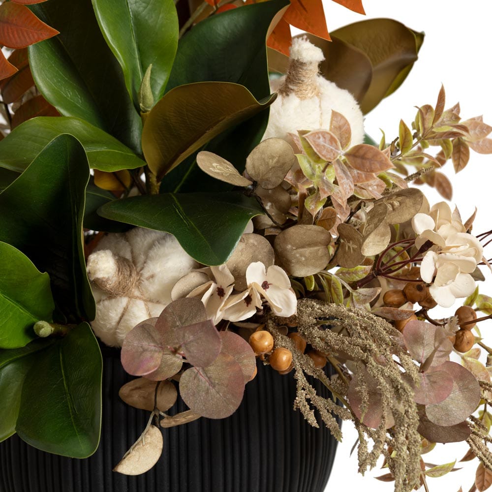 Arrangement d'automne avec feuillage et citrouilles - Décors Véronneau
