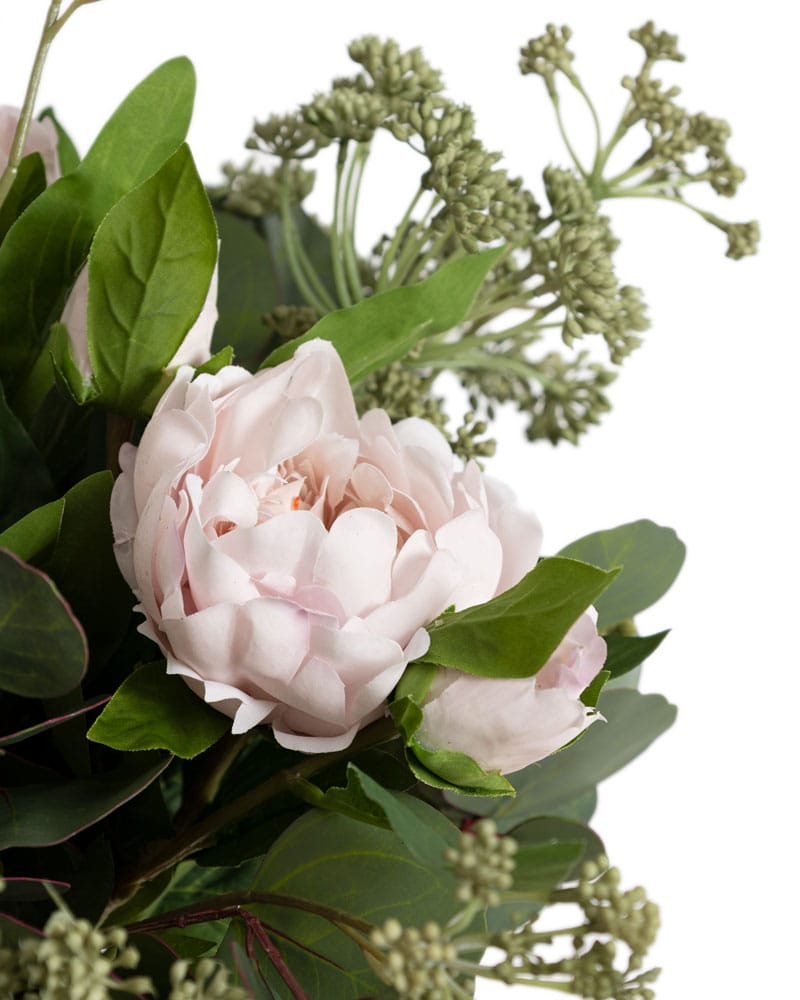 Bouquet de pivoines rose pâle et feuillage d'eucalyptus - Décors Véronneau