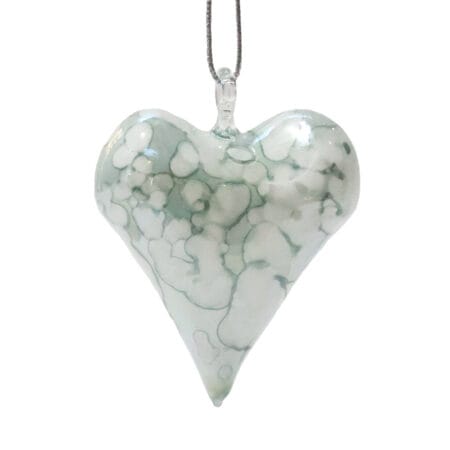 White and green blown glass ornament, 1,5''