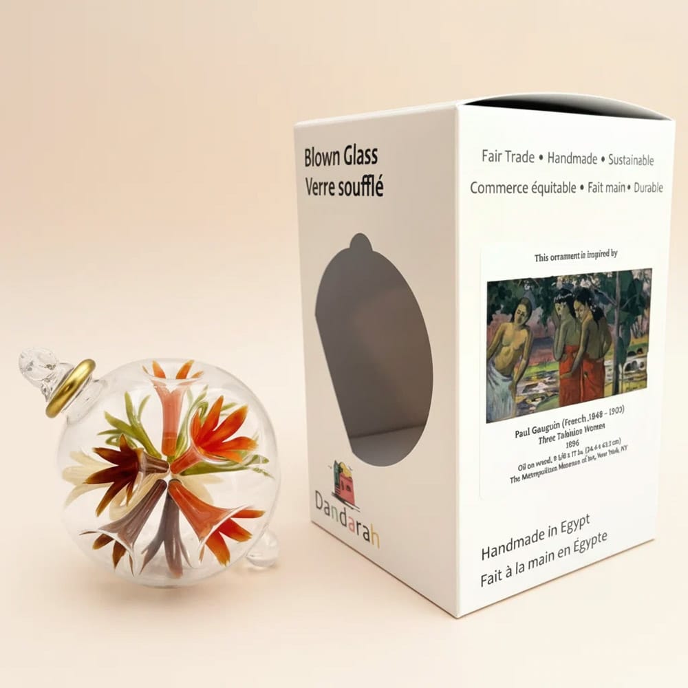 Boule de Noël en verre soufflé inspiré de Gauguin - Décors Véronneau