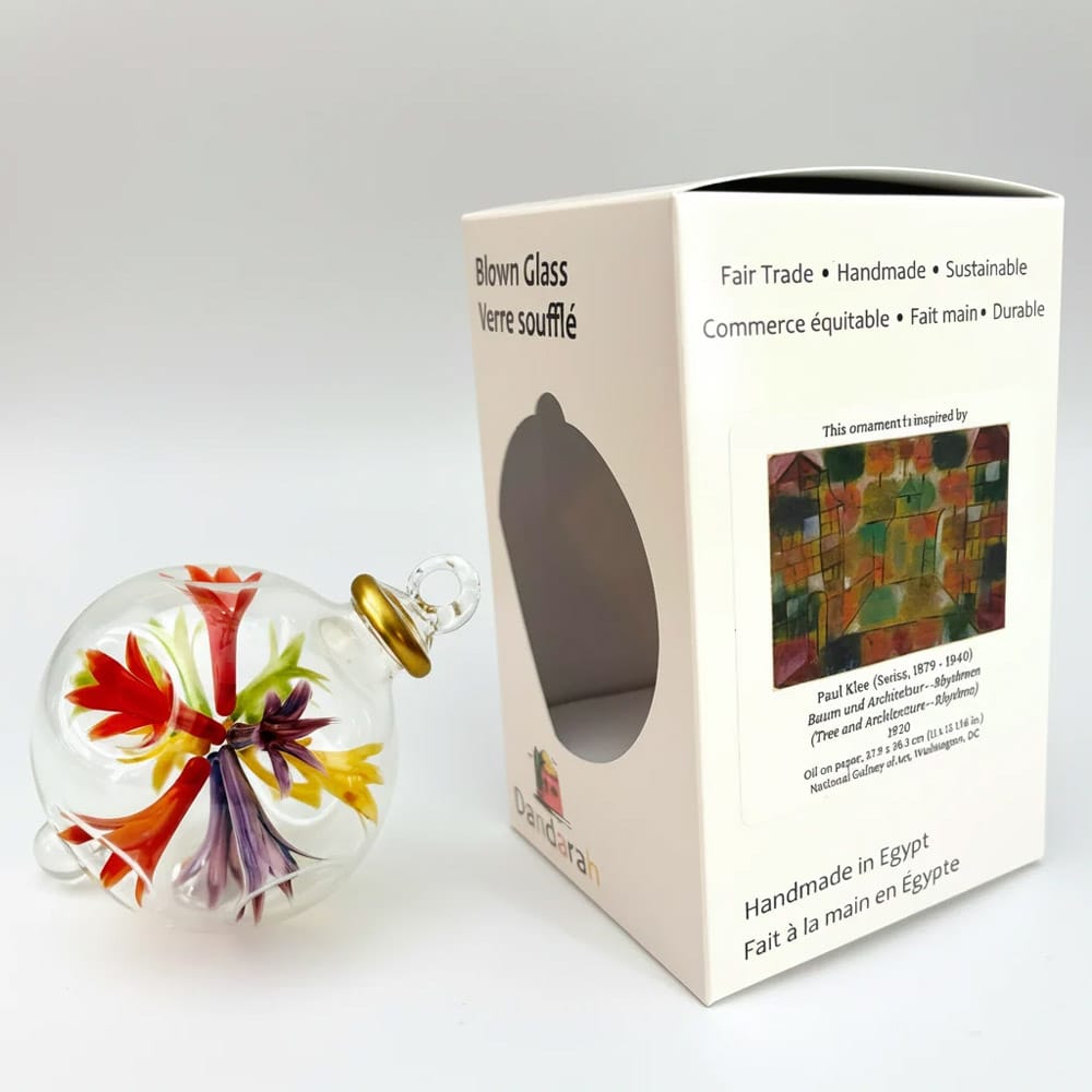 Boule de Noël en verre soufflé inspiré de Klee - Décors Véronneau