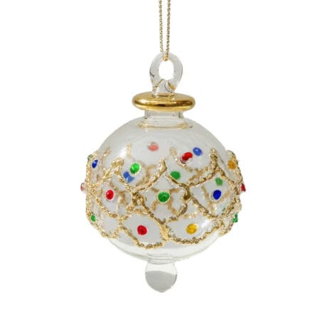Petite boule de Noël colorée en verre soufflé, 2''