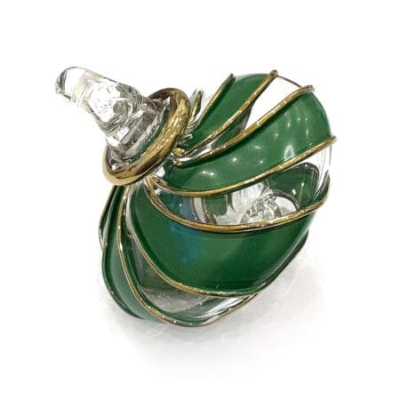 Small green blown glass ornament, 2'' - Décors Véronneau