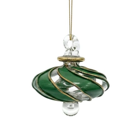 Small green blown glass ornament, 2''