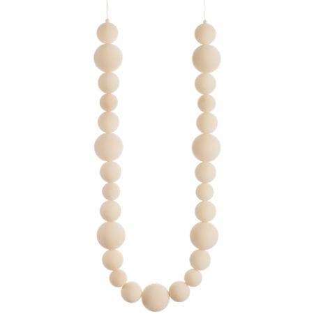 Velvet finish cream Christmas ball garland, 72''