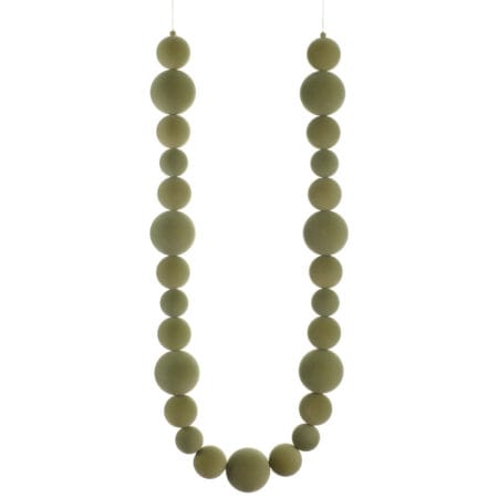 Velvet finish sage green Christmas ball garland, 72''