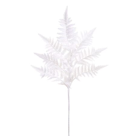 Artificial white snowed fern spray, 32''