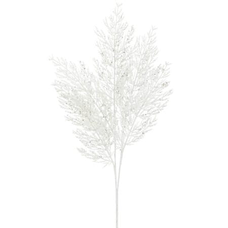 Glittered white cedar Christmas stem, 23''