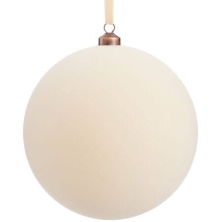 Velvet finish giant cream Christmas ball, 8''