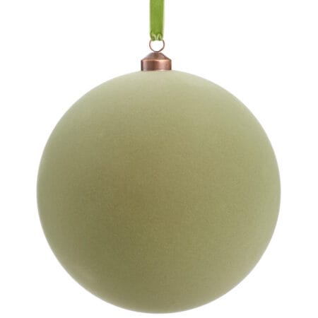 Velvet finish giant sage green Christmas ball, 8''