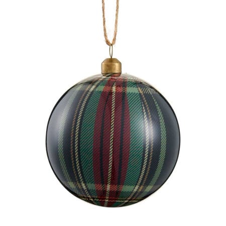 Green and burgundy tartan Christmas ball, 4''