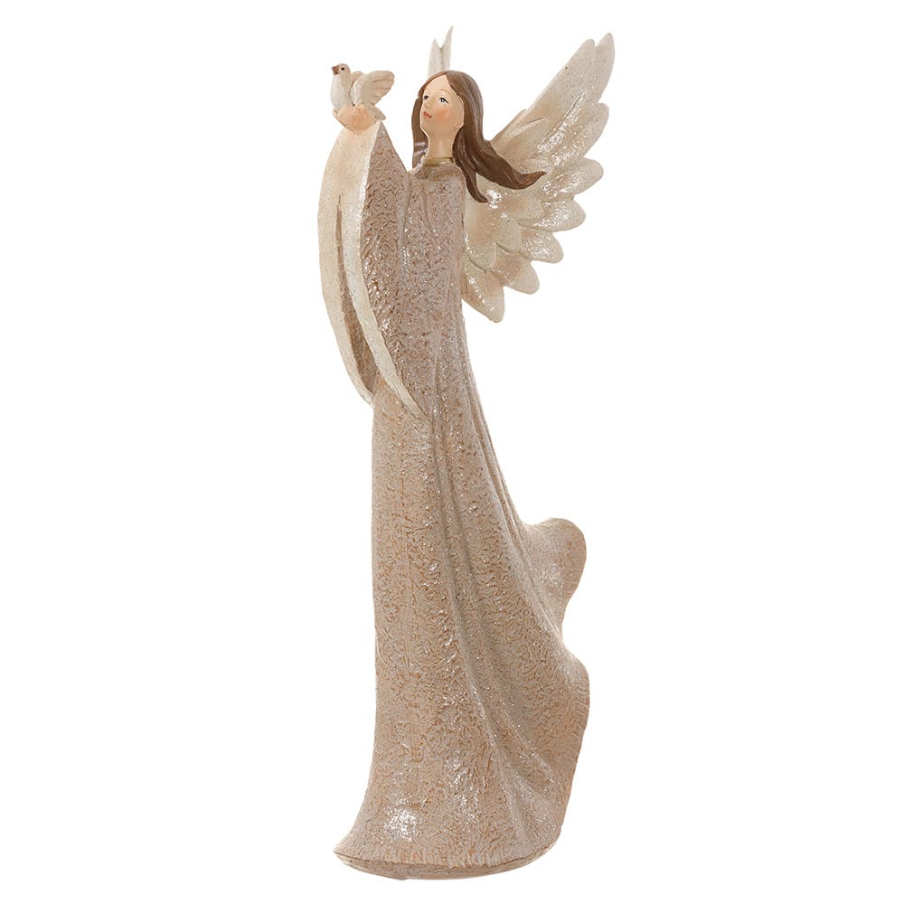 Décoration ange de Noël champagne avec colombe - Décors Véronneau