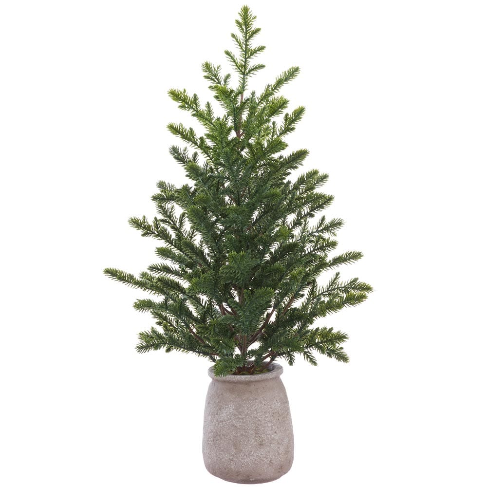 Petit sapin artificiel en pot de béton - Décors Véronneau