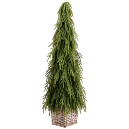 Artificial cypress topiary in rattan basket, 43''