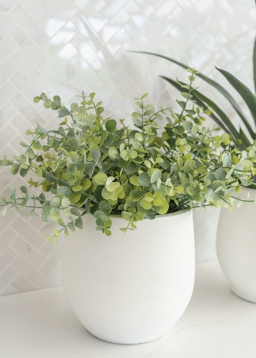 Porous finish outdoor white pot, 8 x 8''