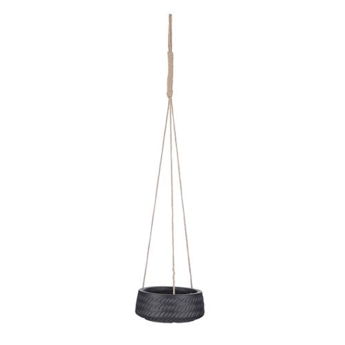 Black hanging planter, 5 x 12″ Black hanging planter, 5 x 12''