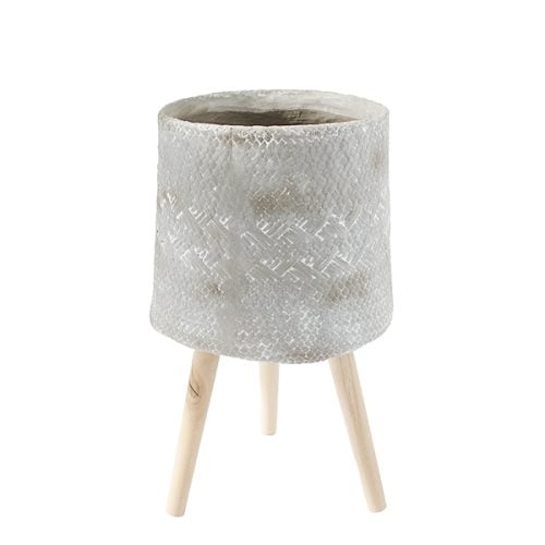 Grey Woven Standing Planter, 9,5 x 9″ Grey Woven Standing Planter, 9,5 x 9''