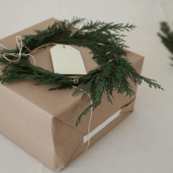 Emballage cadeau avec tige de cèdre