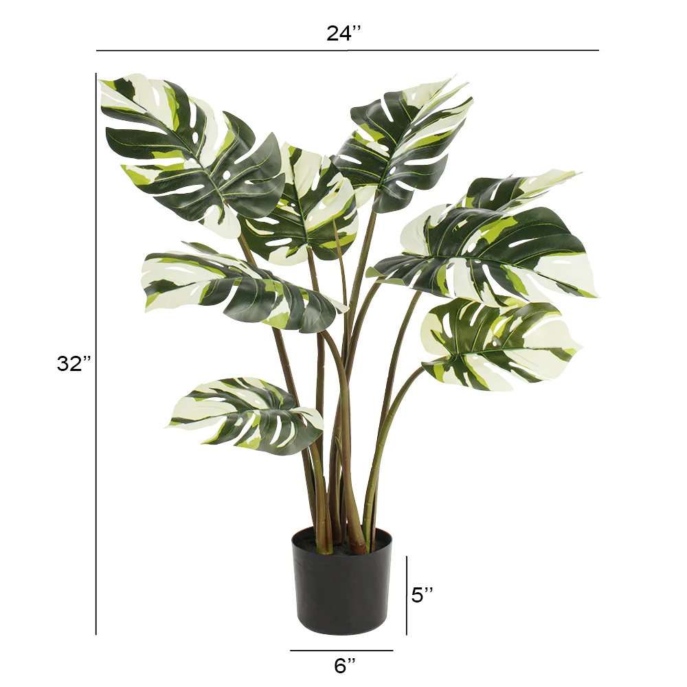 Variegated monstera artificial plant, 32'' - Dcors Vronneau