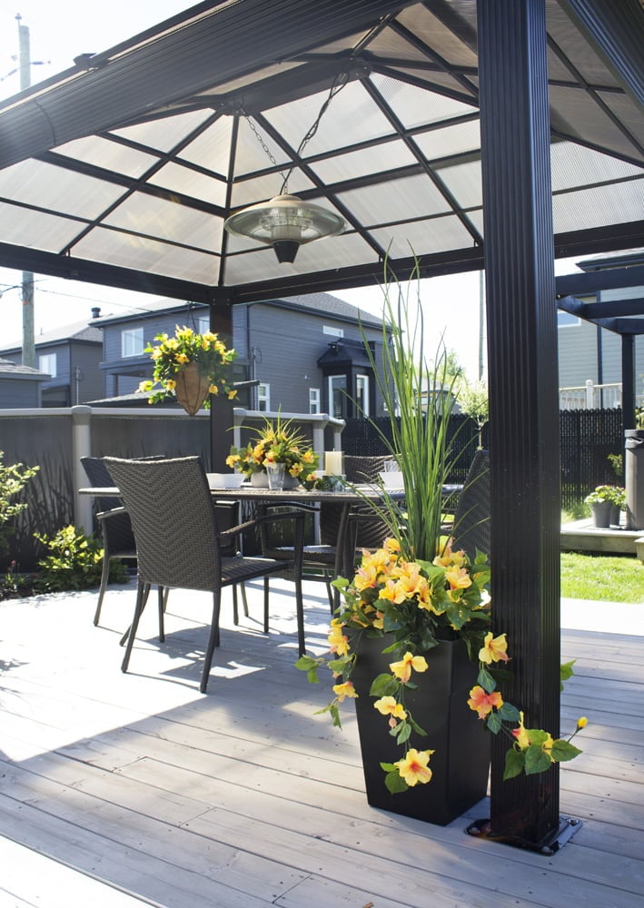 Jardinière extérieure d'hibiscus jaune artificiel, 50'' – Image 3 - Décors Véronneau