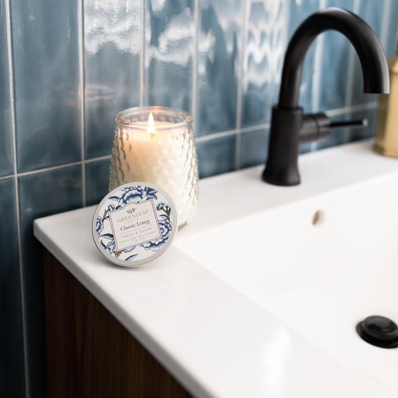 Large classic linen candle - Décors Véronneau